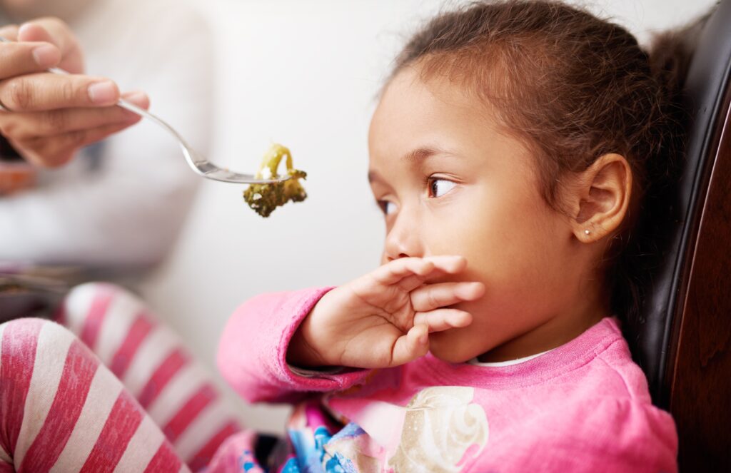 A child refuses to eat broccoli