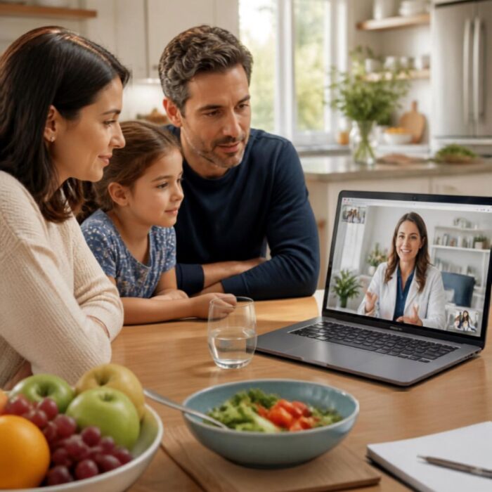 Two people discussing nutrition