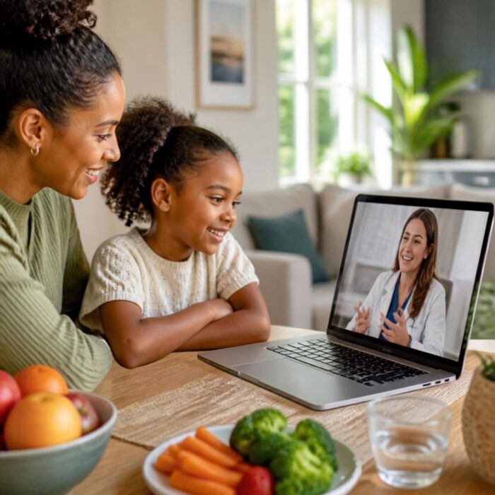 Two people discussing nutrition