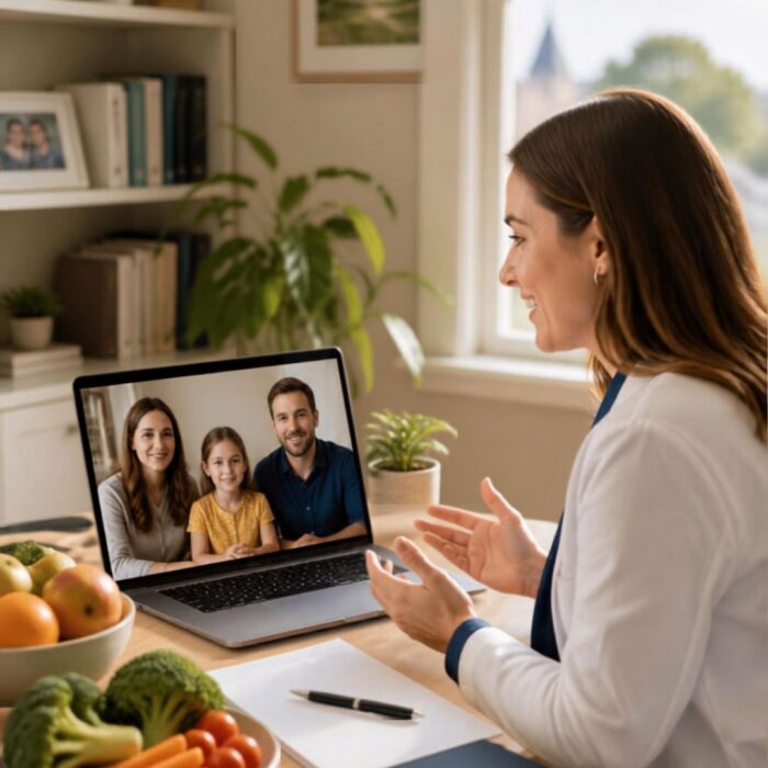 Two people discussing nutrition