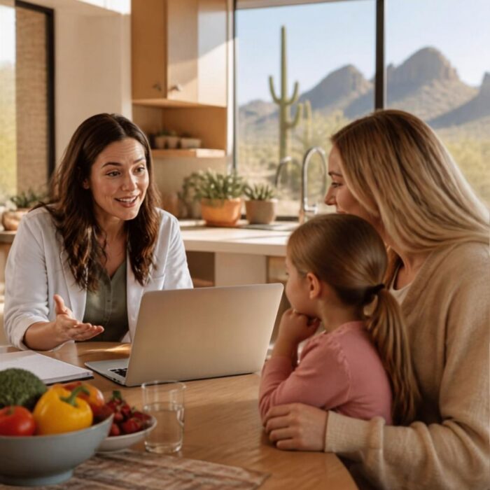 Two people discussing nutrition